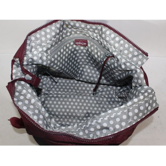 KIPLING Womens Shoulder Handbag Bag Large Burgundy Designer Shopping Hobo Luz - Picture 7 of 9